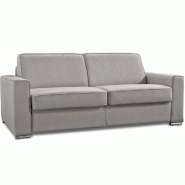 CANAPÉ CONVERTIBLE 3-4 PLACES EXCELLENCE 160 CM SOMMIER LATTES MATELAS MEMORY 18 CM INCLUS VELOURS  GRIS