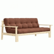 CANAPÉ CONVERTIBLE FUTON UNWIND PIN NATUREL COLORIS BRUN ARGILE 130 X 190 CM.