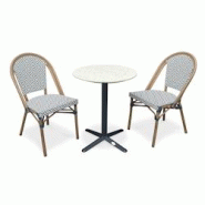 CITY Garden Ensemble repas de jardin 2 places en acier, plateau rond en terrazzo et fauteuil bleu - BISTRO - noir acier BISTROTB60TRZ+2FTB CITY Garden Ensemble repas de jardin 2 places en acier, plateau rond en terrazzo et fauteuil bleu - BISTRO - noir acier BISTROTB60TRZ+2FTB