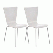Décoshop26 - Lot de 2 chaises de cuisine salle à manger empilable en bois blanc et structure stable à quatre pieds en métal 10_0003076 - blanc 300 Décoshop26 - Lot de 2 chaises de cuisine salle à manger empilable en bois blanc et structure stable à quatre pieds en métal 10_0003076 - blanc 300