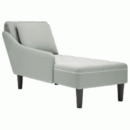 Décoshop26 - Méridienne chaise longue canapé pour intérieur et coussin et accoudoir droit en velours gris DEC026265 - gris 3000255723645