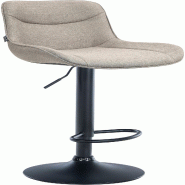 Décoshop26 - Tabouret de bar x1 pivotant forme ergonomique surpiqûres décoratives en tissu taupe cadre en métal noir 10_0005765 - noir métal 3000
