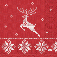 DUNI - Serviette 33x33cm ouate 3 plis Knitted Traditions - 10x50 = 500 pièces - rouge Matériau naturel 228899