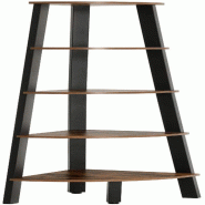 Helloshop26 - Bibliothèque d'angle rétro étagère d'angle rangement montage facile avec cadre métallique 32,5 x 34 x 159 cm pour 12_0000260 - mét
