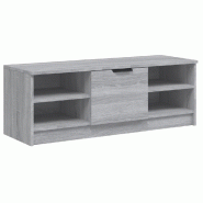 Helloshop26 - Meuble TV classique avec rangement espace organisé 102 x 35 x 36 cm en bois d'ingénierie gris 02_0048302 - gris Bois massif 3000235205