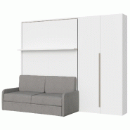 Itamoby Versia Sofà 160 Lit Double Escamotable Vertical Avec Canapé, Étagère Et Armoire Droite Avec 2 Portes Blanc - blanc 8050598909300