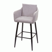 Mendler Tabouret de bar HWC-H93, chaise de bar tabouret de comptoir, repose-pieds métal ~ tissu/textile gris clair - gris textile 74752
