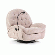 RATTATAN Fauteuil Relax Inclinable Manuel, 3 positions, Pivotant et à Bascule, pour Salon, Fauteuil pour Personnes Âgées, Style Moderne - Pina/Beig
