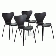 RATTATAN Lot de 4 chaises d’intérieur en polypropylène, pieds en métal avec finition effet bois, empilables, pour bar, restaurant ou cuisine – RATTATAN Lot de 4 chaises d’intérieur en polypropylène, pieds en métal avec finition effet bois, empilables, pour bar, restaurant ou cuisine –