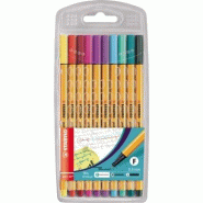 STABILO Etui de 10 stylos-feutres point 88, tracé 0,4mm, encres 10 coul., coloris jaune/assortis - 8810-1