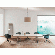 Table de réunion en verre laqué Archimede Alea piètement chrome