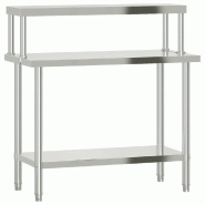 Table de travail de cuisine avec étagère 110x55x120 cm inox - 3208895