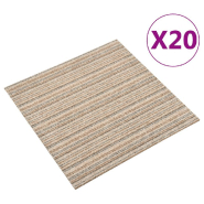 Vidaxl dalles de tapis de sol 20 pcs 5 m² 50x50 cm beige rayé 147320