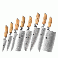 XinZuo - Set de couteaux Damas 8 pièces - Série B37 Lan - multicolore multi-matériau B37-A8