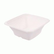 Bol carré bagasse blanche 950cc 18x18x7cm - par 400