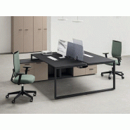 Bureau bench 2 personnes Lite O sur crédence avec surface en mélaminé soft touch