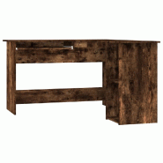 Bureau d'angle chêne fumé 120x140x75 cm bois d'ingénierie Modèle Apex Pro - marron Bois manufacturé 815384
