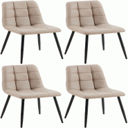 CLP Lot de 4 chaises de salle à manger Antibes similicuir Taupe - gris polyester 325043