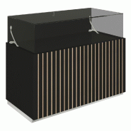 Comptoir vitrine fond bois Vertigo T03 MDF naturel et noir 120x60x93cm