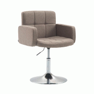 Décoshop26 - Fauteuil lounge avec accoudoirs rembourrés pivotant à 360° en tissu couleur taupe et métal chromé 10_0002811 - métal 3000251224665