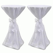Décoshop26 - Housse de table blanche avec ruban Ø80 cm 2 pièces DEC022486 - blanc 3001287169609 Décoshop26 - Housse de table blanche avec ruban Ø80 cm 2 pièces DEC022486 - blanc 3001287169609
