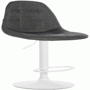 Décoshop26 - Tabouret de bar chaise haute x1 assise en tissu gris foncé cadre métal blanc 10_0005614 - blanc métal 3000265119513