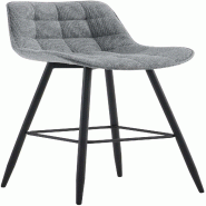 Décoshop26 - Tabouret de bar x1 coutures décoratives carrées avec repose-pieds en tissu gris quatre pieds en métal 10_0006000 - gris métal 300026