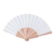 Éventail en polycoton - éléments en bois - couleur blanc - 41g Éventail en polycoton - éléments en bois - couleur blanc - 41g