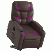 Fauteuil inclinable de massage électrique marron similicuir Modèle Daphné - 8721012171695