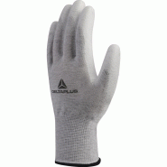 Gant antistatique tricot polyester/carbone - paume enduite pu - ve702pesd