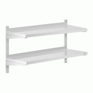 Helloshop26 - Étagère murale acier inoxydable professionnel 2 tablettes 40 x 100 cm 14_0001551 - 3000187328987