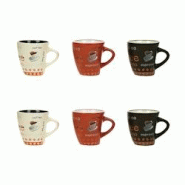 Novastyl - Lot 6 Tasses Nova 15cl En Gres 3 Couleurs Assorties - 3256391044834 Novastyl - Lot 6 Tasses Nova 15cl En Gres 3 Couleurs Assorties - 3256391044834