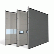 Porte sectionnelle industrielle iso 60 mm / automatique / repliable en plafond / pleine / en métal / avec hublot et portillon / hydrofuge / isolation phonique / isolation thermique