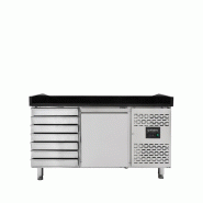 Vaiotec Comptoir réfrigéré à pizza EASYLINE / 1 porte et 7 tiroirs « noir », 1510 x 800 mm - inox 10072