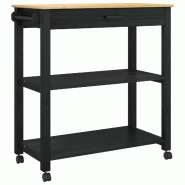 VidaXL Chariot de cuisine MONZA Noir 84 x 40 x 88,5 cm - noir Bois manufacturé 8721364505902
