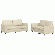 VidaXL Ensemble de canapés 2 pcs avec coussins Crème Similicuir Modèle Sirius Outdoor - 3201751