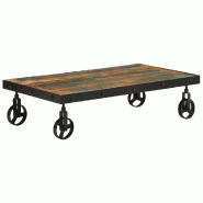 VidaXL Table basse roulettes bois de récupération massif 100x55x26 cm Modèle Bellecour Royale - 371684