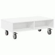 VidaXL Table d'appoint avec roues Blanc 90 x 50 x 30 cm Modèle Flex Signature Élite - 891016