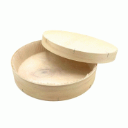 Boîte ronde en bois Ø240 H50mm avec caissette blanche 58 pièces JORIDEAL - beige en carton 3519400392358