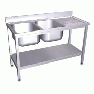 FRICOSMOS Évier avec support, deux cuves à gauche, étagère et égouttoir - inox FRSCE01I
