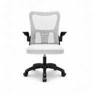 Furniture Style Chaise de bureau ado Valeria. Ergonomique, structure noire, dossier et base gris clair, accoudoirs pliables. Élégante. - gris polyes