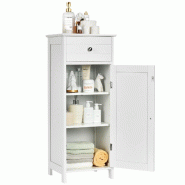Helloshop26 - Meuble de salle de bain 35,6 x 30,5 x 88 cm avec tiroir et étagères réglables style moderne en MDF blanc 20_0012761 - 3000227392107