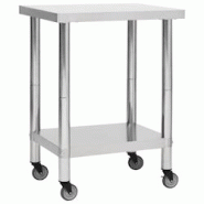 Helloshop26 - Table de travail de cuisine avec roues 80 x 30 x 85 cm acier inoxydable 02_0001915 - 3000090021531 Helloshop26 - Table de travail de cuisine avec roues 80 x 30 x 85 cm acier inoxydable 02_0001915 - 3000090021531