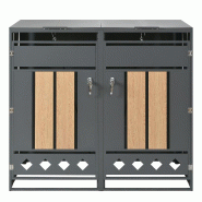 Merax cache-poubelle, 132x80x118.5 cm, couvercle rabattable, gris - gris métal OT1034S