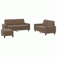 VidaXL Ensemble de canapés 3 pcs marron tissu Modèle Zenith Salle à manger - 3201893
