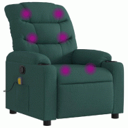 VidaXL Fauteuil inclinable de massage vert foncé tissu Modèle Uviora - 8721012221475