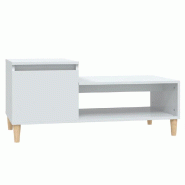 VidaXL Table basse Blanc brillant 100x50x45 cm Bois d'ingénierie Modèle Jardin Omega Plus - 821126