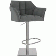 CLP Tabouret de bar Damaso Cord Gris/Acier inoxydable - gris textile 326331 CLP Tabouret de bar Damaso Cord Gris/Acier inoxydable - gris textile 326331