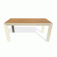 DCB GARDEN Table de jardin fixe en aluminium coloris grège et plateau polywood aspect bois (120x80 cm) - TONGA - 3700286491307