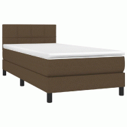 Décoshop26 - Cadre de lit LED avec sommier tête de lit matelas 90x200 cm tissu marron foncé TDL0208148 - marron 3001268388005_0